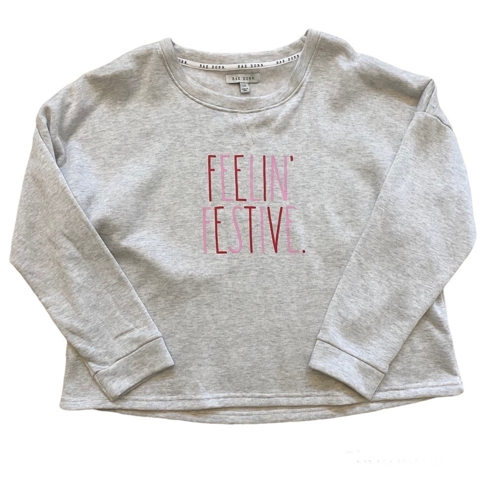 Rae Dunn Feelin Festive Holiday Sweatshirt NWT Large